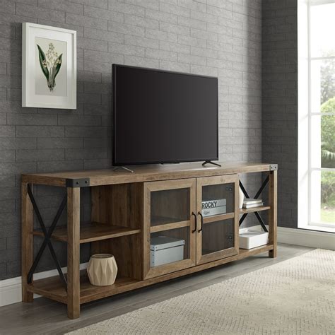 reclaimed barnwood   farmhouse tv stand metal  rc willey