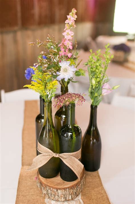 burlap and wildflower centerpieces camp wedding ideas