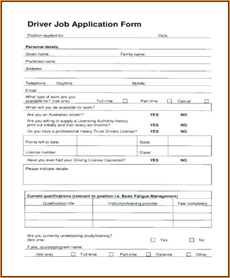 truck driver job application form job application  nude porn