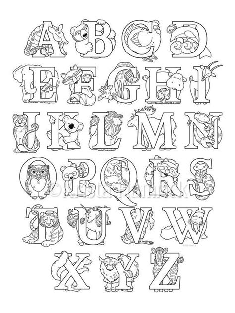 animal alphabet coloring page  etsy animal alphabet alphabet