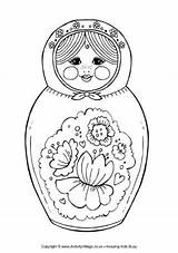 Matryoshka Coloring Doll Dolls Colouring Russian Pages Nesting Template Russia Printable Color Kids Crafts Colour Kokeshi Babushka Drawing Activityvillage Winter sketch template