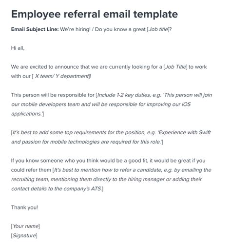 employee referral program sample email template