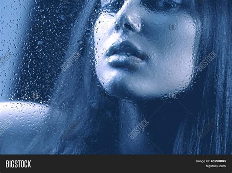 portrait beauty girl behind wet image and photo bigstock
