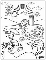 Rainbow Coloring Unicorn Printable Animals Colouring sketch template