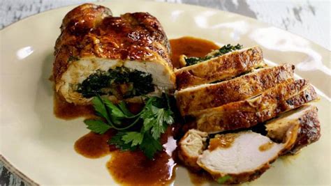 Jacques Pepin S Chicken Ballottine Stuffed With Spinach Cheese And