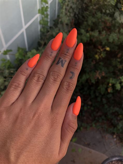 orange acrylic nails almond acrylic nails summer acrylic nails