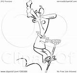 Hopping Pogo Stick Outline Illustration Cartoon Man Leap Royalty Clipart Toonaday Vector sketch template