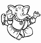 Hindu Coloring God Pages Ganesha sketch template