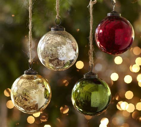 Silver And Gold Mercury Glass Ball Ornaments Set Of 6 Pottery Barn Au