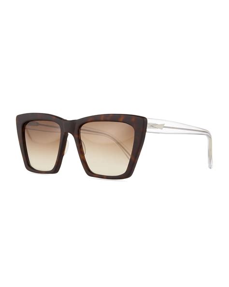 prism sydney square cat eye sunglasses in brown brown tort lyst