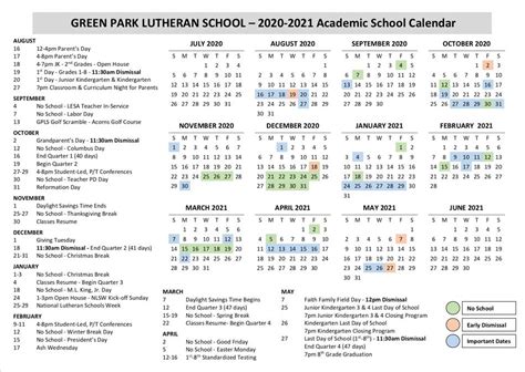 Lutheran Church Calendar 2021
