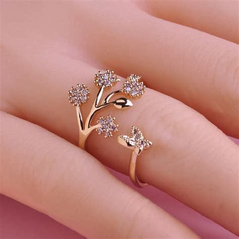 silver lovely jewelry butterfly design engagement ring  women girls