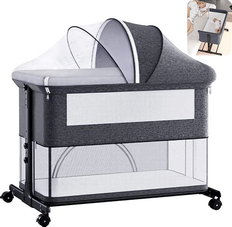 tnibition baby crib    bedside crib  sleeper adjustable height