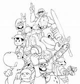 Smash Bros Super Coloring Pages Printable Brawl Brothers Colouring Mario Print Characters Bralw Clipart Book Sketch Visit Search Popular Use sketch template