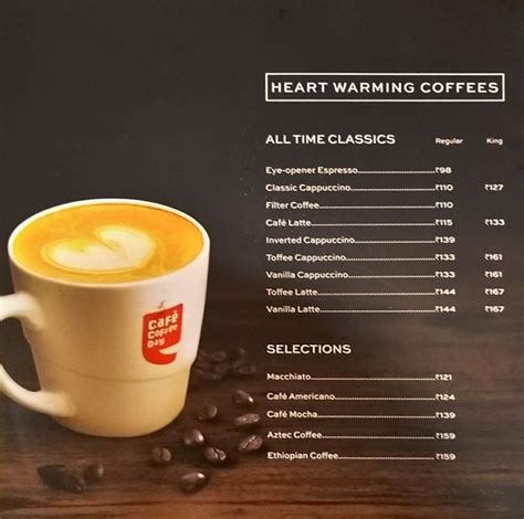 cafe coffee day menu  price list  panvel navi mumbai nearbuycom