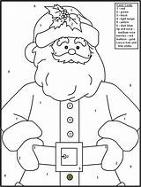 Christmas Numbers Color Santa Coloring Pages Kids sketch template