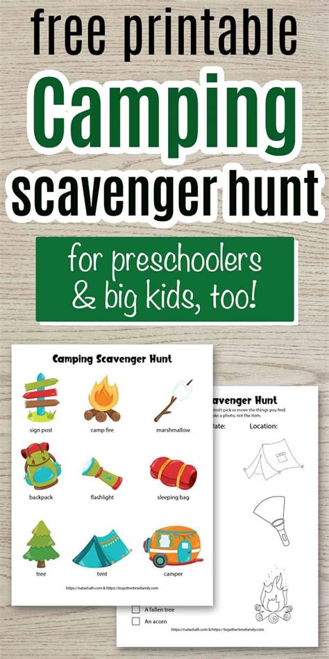 printable camping scavenger hunt  kids  time family