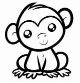 Animal Template Pages Baby Templates Monkey Coloring Printable Colouring Cute Drawing Print Printables sketch template