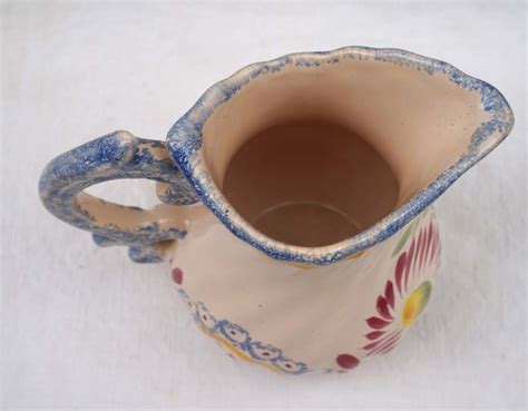 hb henriot quimper small pitcher dahlia decor vintage french faience ebay