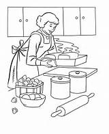 Coloring Pages Cooking Dinner Baking Thanksgiving Kitchen Mom Bread Food Cook Feast Colouring Bible Printables Room Mum Book Kids Sheets sketch template