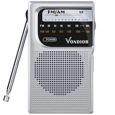 vondior amfm battery operated portable pocket radio silver amazon