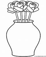 Vase Coloring Roses Flower Flowers Clipart Color Printable Template Summer Plants Kids Pages Do Curved Print Bigactivities sketch template