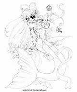 Anime Mermaid Coloring Pages Cute Girl Getcolorings Color Getdrawings sketch template