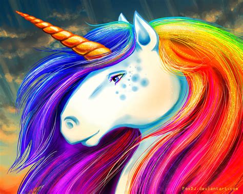 rainbow unicorn  foxdj  deviantart