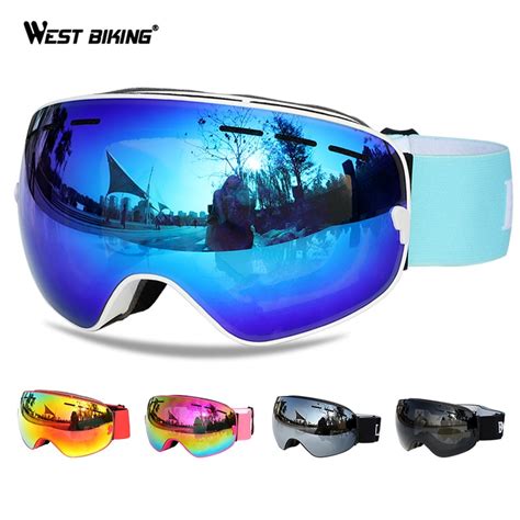 West Biking Ski Goggles Double Layers Uv400 Anti Fog Big Lens Ski Mask