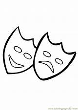 Masks Drama Coloring Pages Printable Entertainment Color sketch template