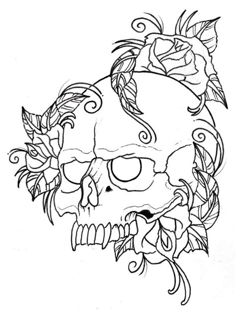 skull rose tattoo coloring page  printable coloring pages