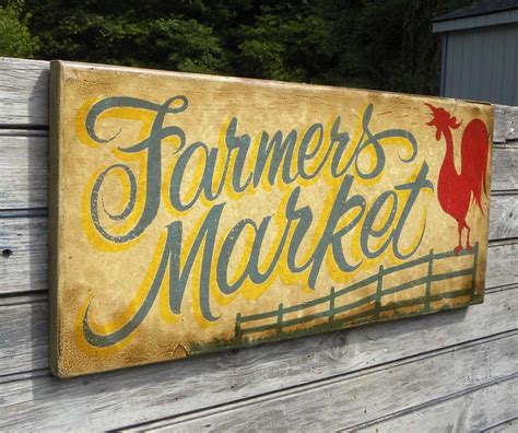 farmers market sign hand painted faux vintage zf