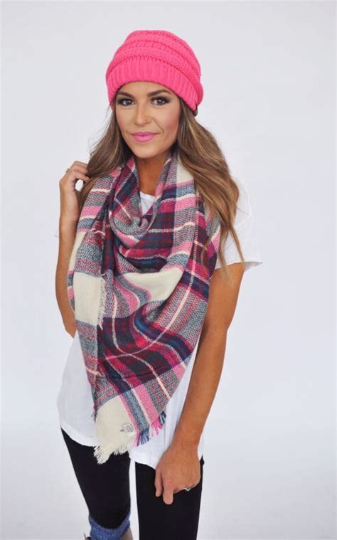 plaid blanket scarf fuchsianavy   wear  blanket scarf dottie