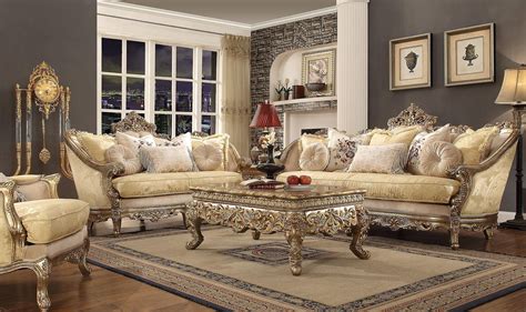 luxury gold champagne living room set pcs homey design hd