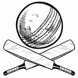 Cricket Bat Ball Drawing Sports Equipment Sketch Doodle Pages Vector Coloring Style Including Stock Outline Cartoon Sport Logo Format Illustration sketch template