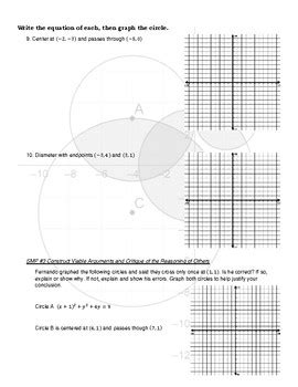 equations  circles worksheet promotiontablecovers