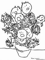 Gogh Sunflowers Girasoles Girasoli Sonnenblumen Supercoloring Girasole Malvorlage Ausmalbild Stampare Vangogh Monet Ispirazione Girassol Sternennacht Lacocinadenova Girasol Coloringhome sketch template