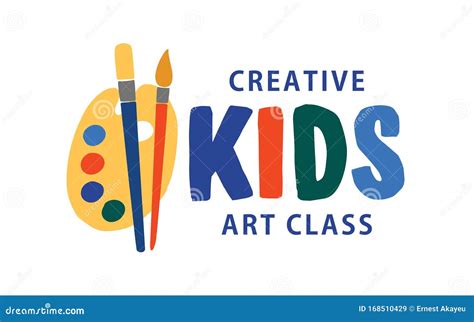 kids art class flat vector logo creative educational centre children