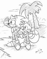 Coloring Tails Sonic sketch template