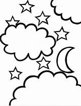 Coloring Pages Star Night Shooting Moon Stars Drawing Kids Clipart Printable Sheet Cartoon Coloriage Sky Color Cliparts Library Starry Nuages sketch template