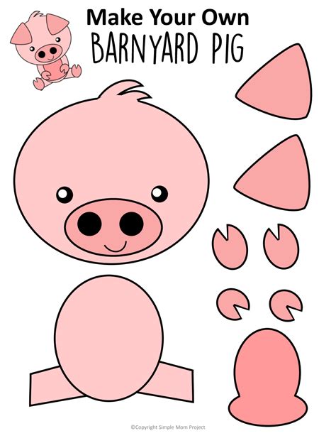 farm crafts pig template coloredpdf google drive kids crafts easy