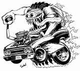 Rat Fink Rod Hot Coloring Pages Drawing Car Cartoon Style Cars Drawings Printable Rods Line Color Chevy Print Comic Getdrawings sketch template