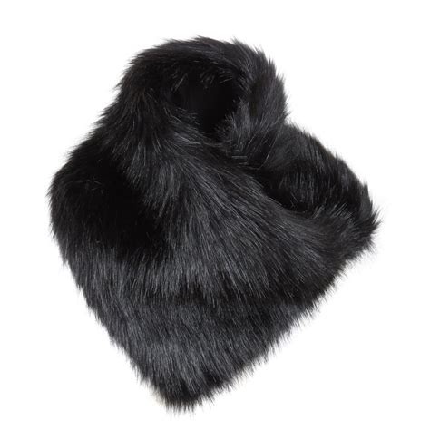 Helen Moore Faux Fur Asymmetric Scarf At Black By Design