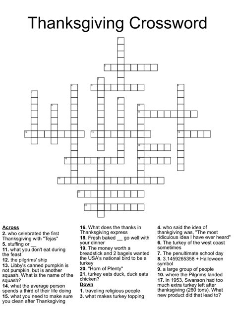 thanksgiving day puzzle crossword wordmint