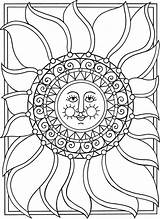 Coloring Moon Sun Pages Stars Adult Printable Eclipse Mandala Drawing Colouring Adults Dover Books Book Color Publications Celestial Star Phases sketch template