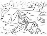 Roasting Marshmallow Lagerfeuer Campfire Supercoloring Röstet Mädchen Ausmalbilder Lato Drukuj sketch template