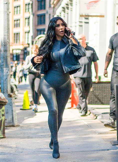 Kim Kardashian Wears Skin Tight Suit In New York City