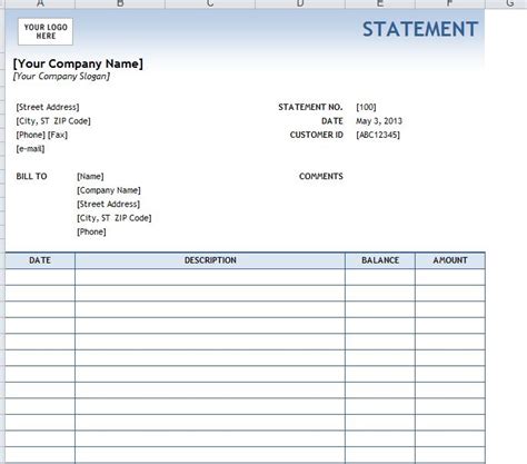 printable statement forms   excel ms word reverasite