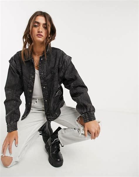 bershka denim jacket  black asos