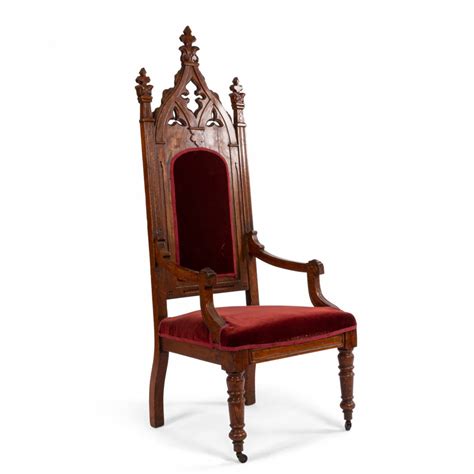 gothic revival velvet arm chair